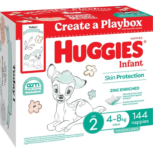 Huggies Infant Nappies Size 2 (4-8kg) 144 Pack | BIG W