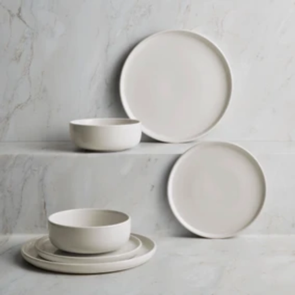 White Stacking 12 Piece Dinner Set