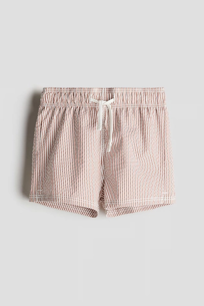 Swim Shorts - Brown/white striped - Kids | H&M US