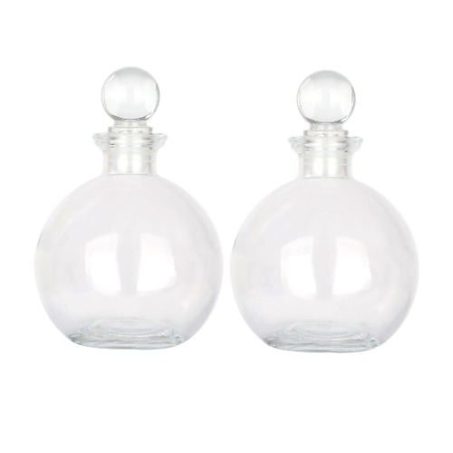Magic Season Decorative Glass Bottles - 260 ml Potion Bottles (2 Sets w/Glass Stoppers)