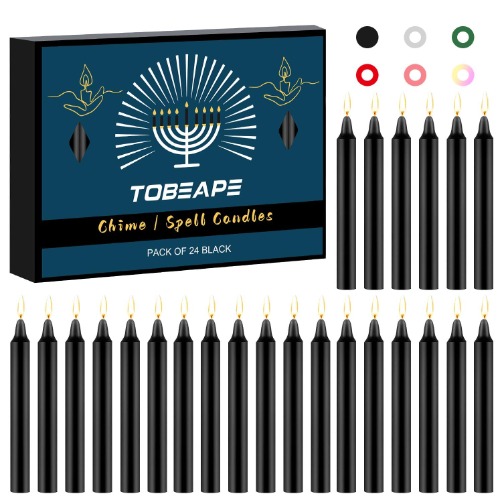 Tobeape 24 pcs Black Taper Candles, 4 Inch Spell Chime Candles Unscented Mini Taper Candle for Witchcraft, Wiccan Altar, Magic Tools, Rituals, Prayer, Meditation and Party Decoration - Black
