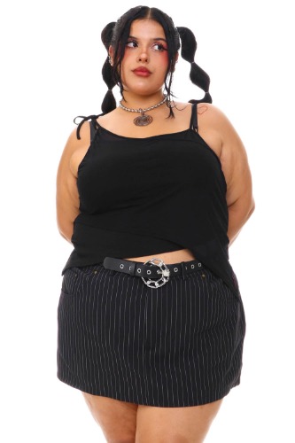 Disco Black Mesh Criss-Cross Layer Top | 2X