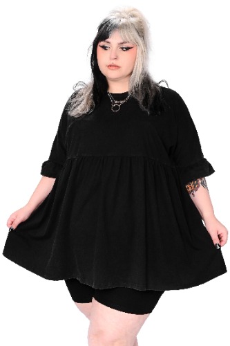 Khloe Babydoll Tunic Dress - Vintage Black | XL/2XL