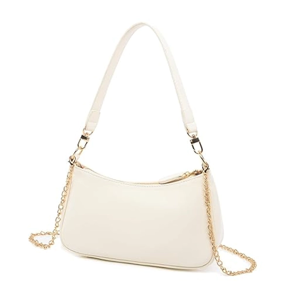Gumhay Shoulder Bag for Women with 2 Removable Straps and Zipper Closure Crossbody Bags Clutch Tote HandBags Purses - Beige