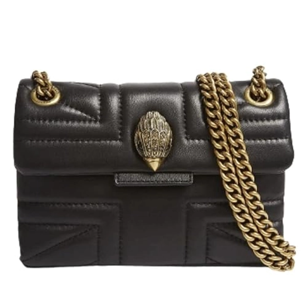 Geiger Women’s Mini Kensington Union Jack Quilted Leather Crossbody, Black