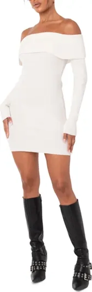 EDIKTED Emma Long Sleeve Off the Shoulder Minidress | Nordstrom