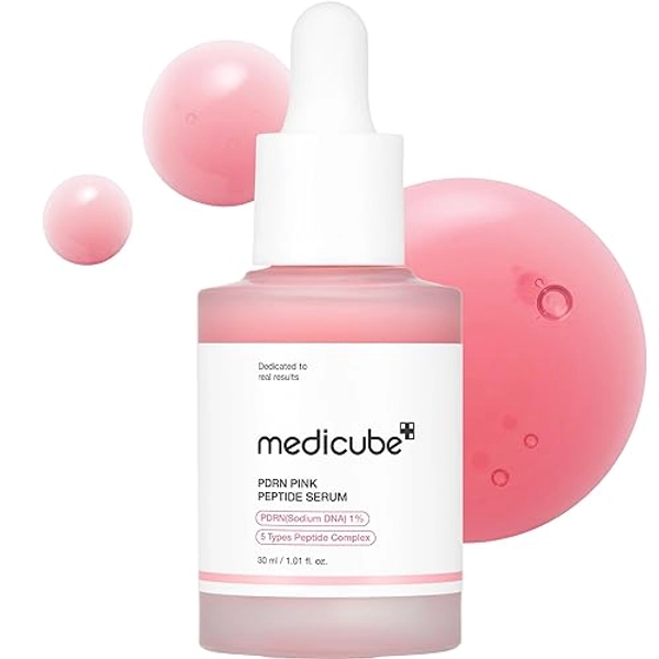 medicube Salmon DNA PDRN Pink Peptide Serum, 1.01 fl.oz. | Pink glow serum, Peptide, Niacinamide - Salmon DNA PDRN - 1.01 Fl Oz (Pack of 1)