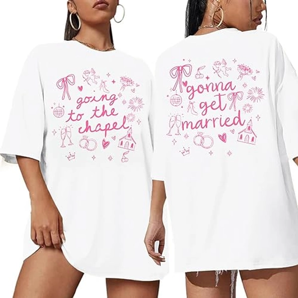 Going to The Chapel Shirt Bride to Be Tshirt Bride Engaged Tee Bachelorette Wedding Party Casual Short Sleeve Tops - White - X-Large