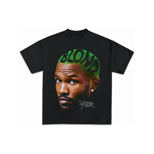 180G Cotton Crew Neck Frank Osenses Shirt Hip Hop T-shirt Concert Goods Blonde Album Cover Pattern T-shirt Cotton New Anime Clothing Men'S T-shirt