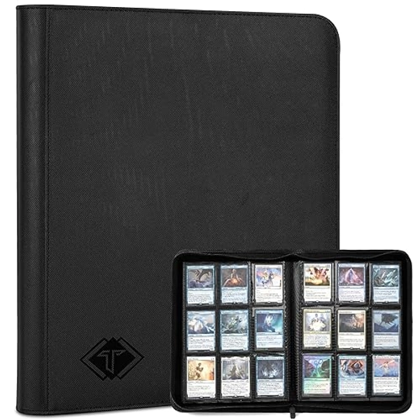 Card Binder for Trading Card 9 Pocket, TiopLior Zip MTG Card Binder with 432 Side Loading Pocket, Card Album Fit for TCG Baseball Football Sports Card, Easy to Insert Card Collection Binder Black - 432 Pockets - Black