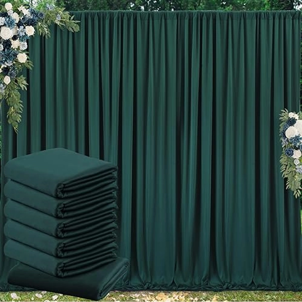 30 ft x 8 ft Hunter Green Backdrop Curtain Panels, 6 Panels 5 ft x 8 ft Wrinkle Free Polyester Photography Backdrop Drapes, Wedding Party Home Decoration Supplies - 5'(W) x 8'(H), 6 panels - Hunter Green