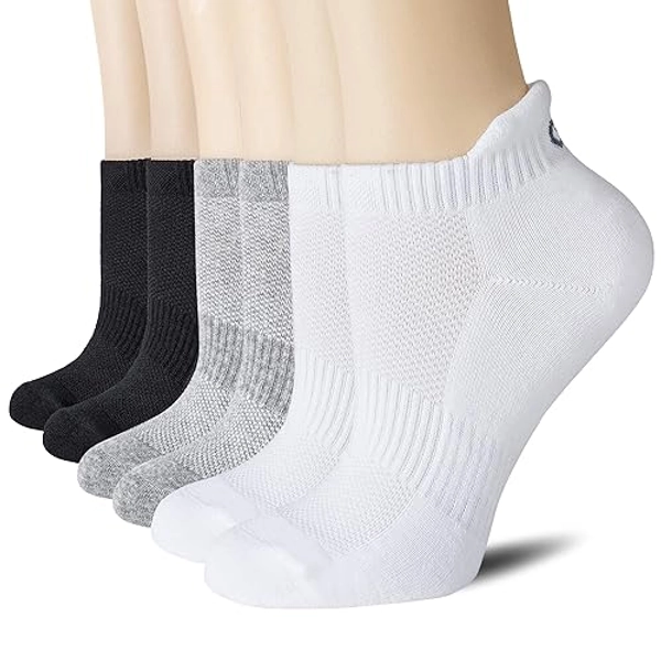 CS CELERSPORT 6 Pairs Ankle Athletic Running Socks Low Cut Sports Tab Socks for Men and Women