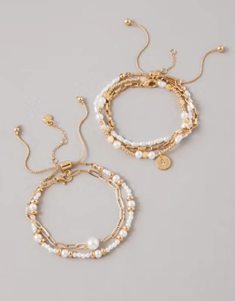 AEO Pearl & Gold Bracelets 5-Pack