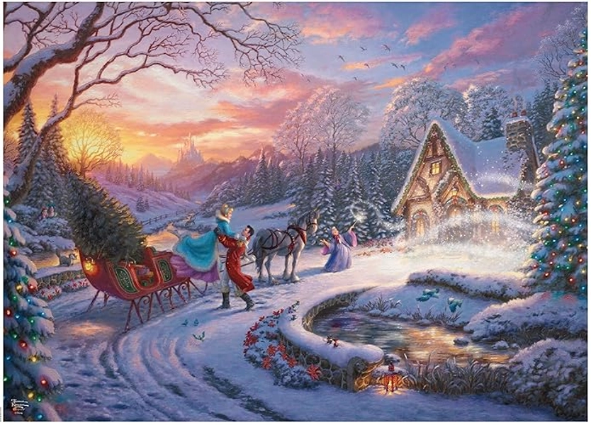 Ceaco - Thomas Kinkade - Disney - Holiday - Cinderella Bringing Home The Tree - 1000 Piece Jigsaw Puzzle