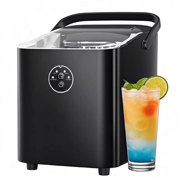 Havato Ice Makers Countertop with Handle,26Lbs/24H, 8 Cubes in 6 Mins,Portable Machine with Self-Cleaning, Perfect for Home Kitchen(Black)