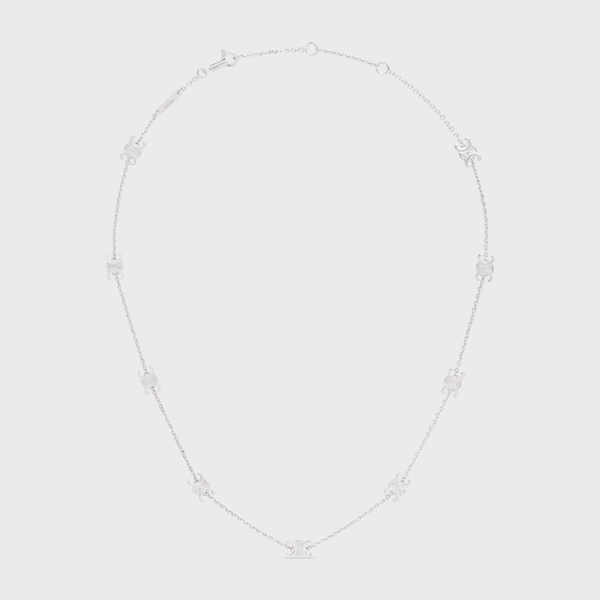 TRIOMPHE MINI TRIOMPHE NECKLACE IN BRASS WITH RHODIUM FINISH - SILVER | CELINE