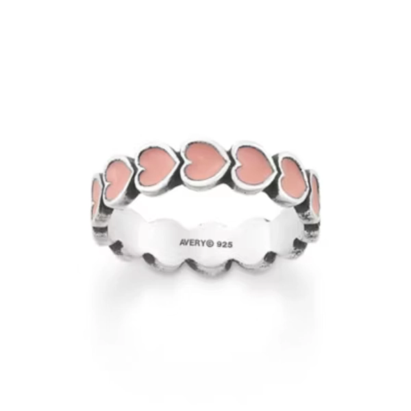 Enamel Connected Hearts Ring