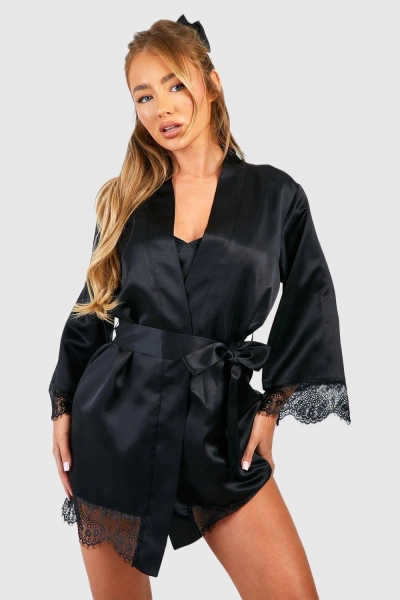 Satin Lace Trim Robe