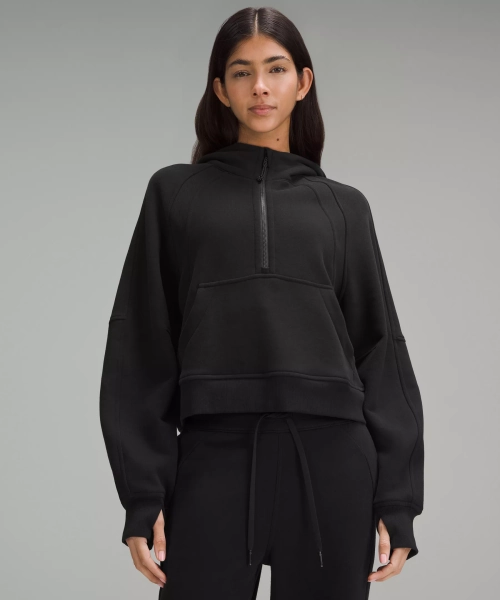 Scuba Oversized Half-Zip Hoodie - Black - XS/S