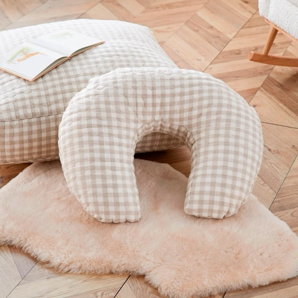 Adairs Baby - Vintage Washed Linen Check Nursing Pillow | Adairs