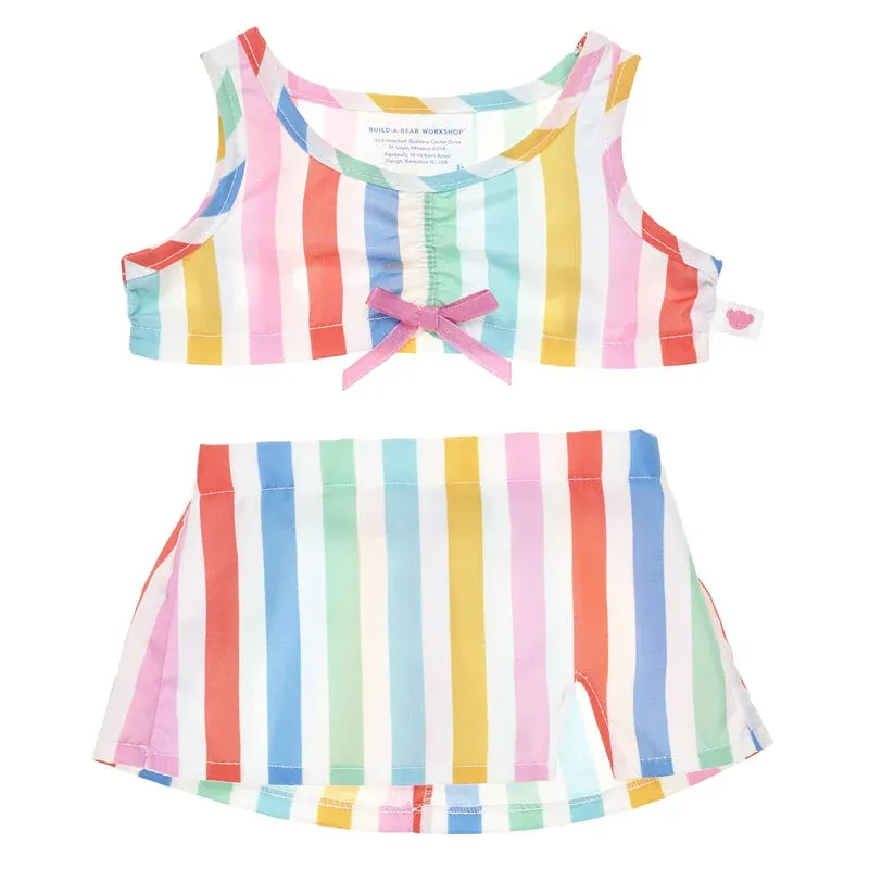 Stuffed Animal Rainbow Stripe Skirt Set