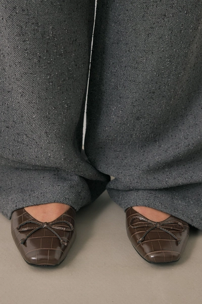 Squared Toe Bow Ballerinas