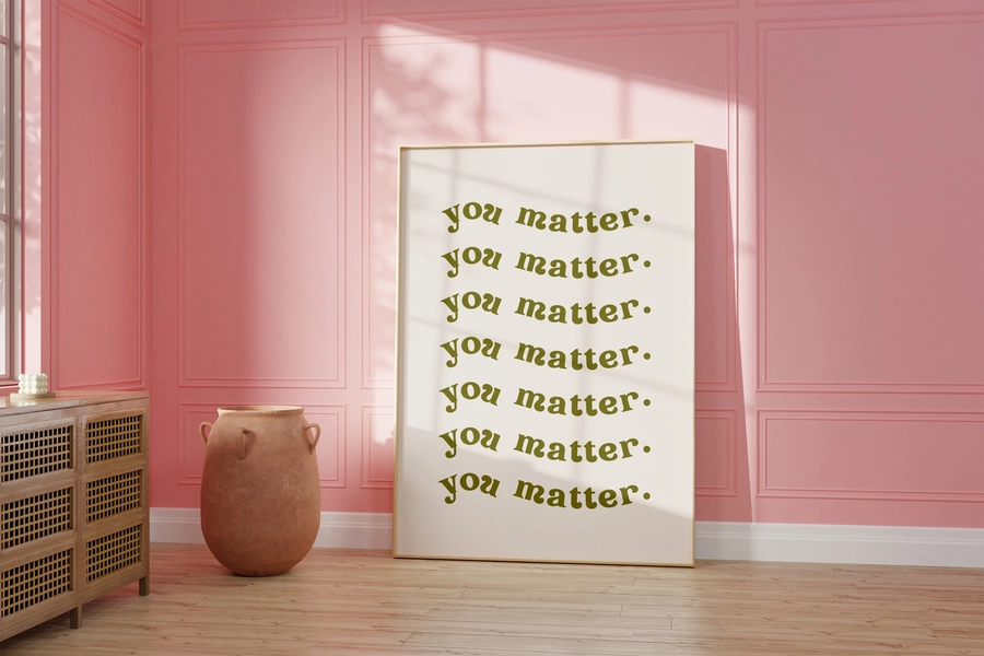 You Matter Digital Print • Mental Health Retro Poster • 70s Style Typography Wall Art • Therapy Office Decor Decor • School Counselor Art