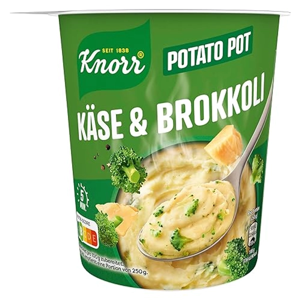 Knorr Potato Snack Pot mit Käse & Brokkoli und nachhaltig angebauten Kartoffeln, fertig in nur 5 Minuten 50g - Käse & Brokkoli - 1 Stück