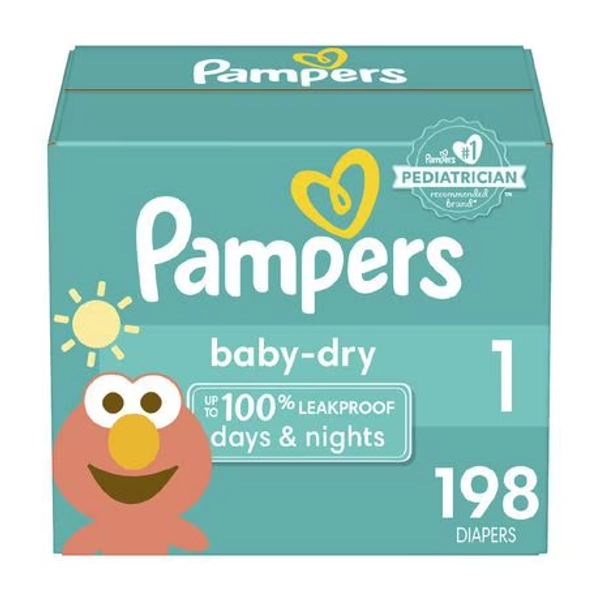 Pampers Baby Dry Diapers, Super Econo Pack, Size 1-7, 84-198CT