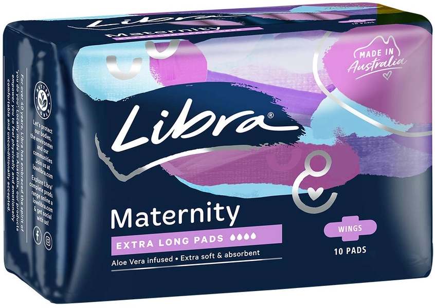 Libra Maternity Pads Extra Long with Wings, Pack of 10