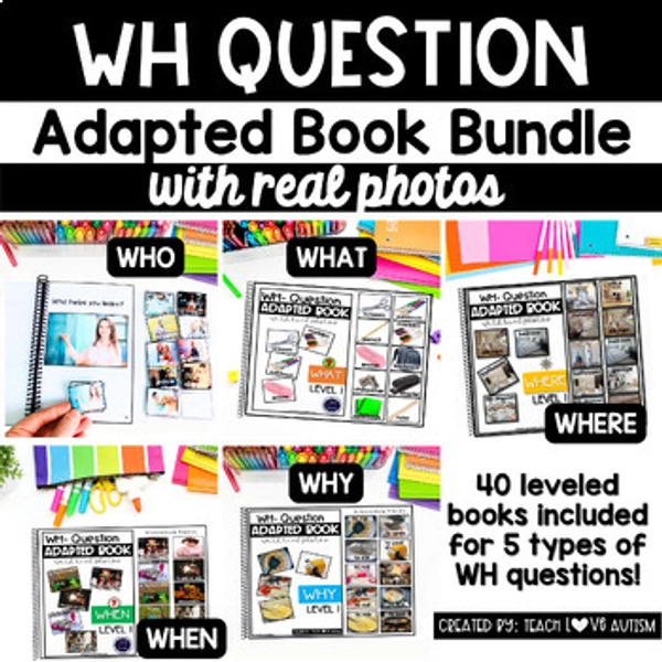 WH Question Adapted Books | Special Ed Speech Therapy | Communication Skills
