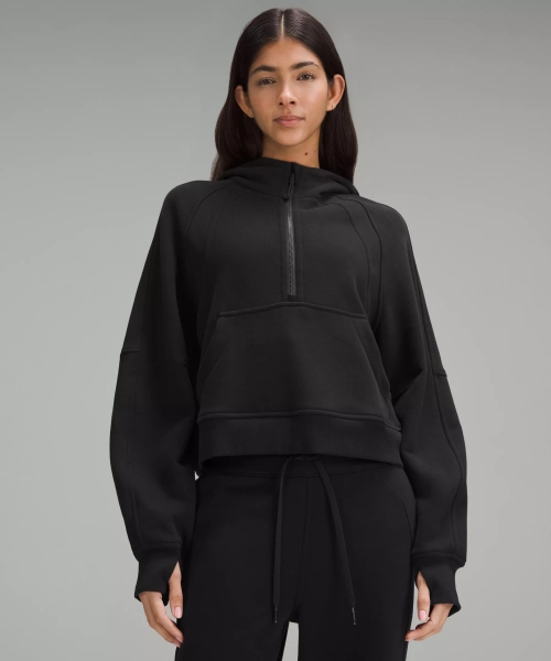 Scuba Oversized Half-Zip Hoodie - Black - XS/S