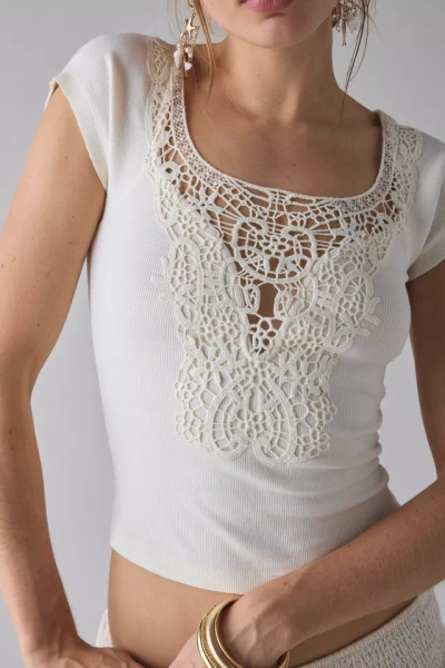 Kimchi Blue Leandra Lace-Trim Cotton Baby Tee