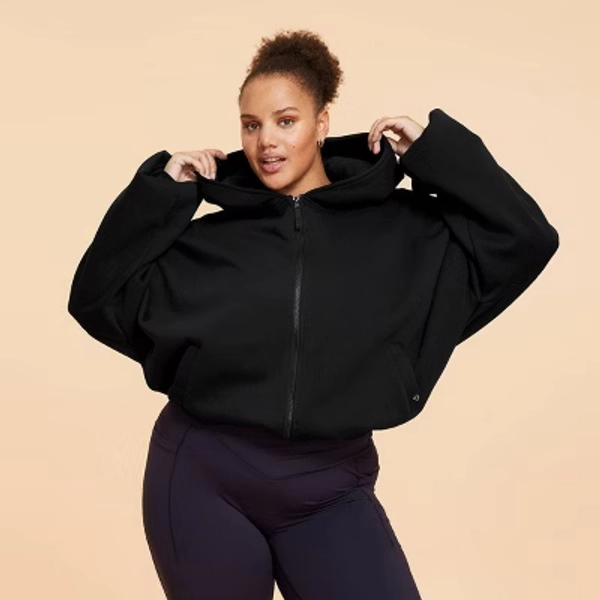 Blogilates Women's Marshmallow Full Zip Hooded Sweatshirt - Black 2X