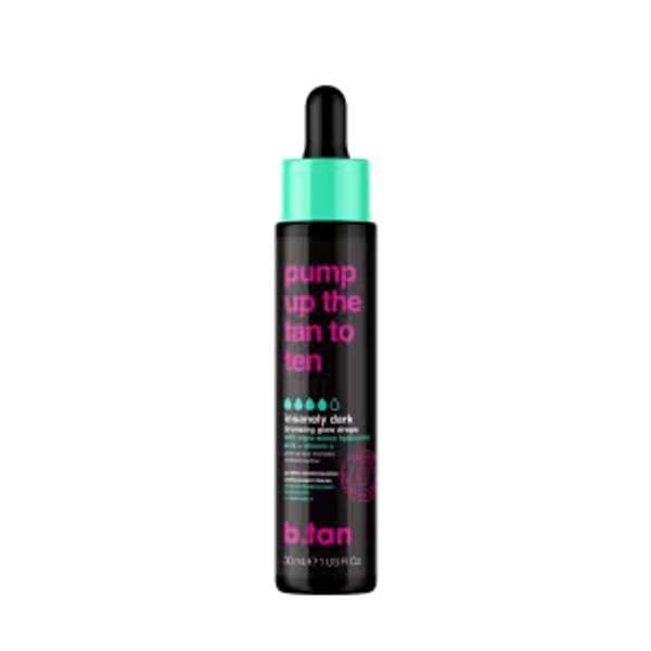 b.tan Pump Up the Tan to Ten Bronzing Glow Drops 30ml - Insanely Dark, Triple Action Hyaluronic Acid and Vitamin A