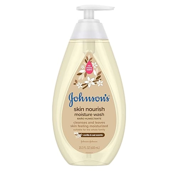 Johnson's Skin Nourishing Moisture Baby Body Wash With Vanilla & Oat Scents, Hypoallergenic & Tear Free Baby Bath Wash, Paraben-, Dye-, Sulfate & Phthalate-Free, 20.3 fl. oz - Vanilla/Oats - 20.3 Fl Oz (Pack of 1)