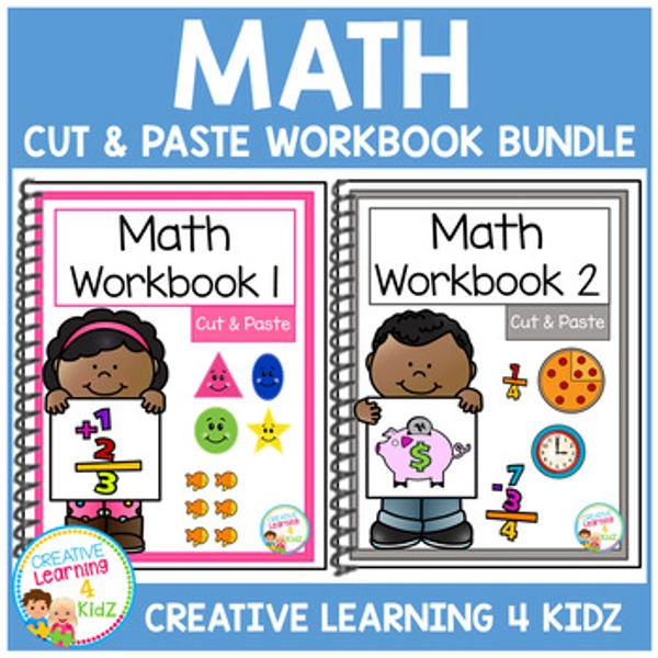 Cut & Paste Math Workbook Bundle Hands-On K-2 Math Activities Special Ed ABA