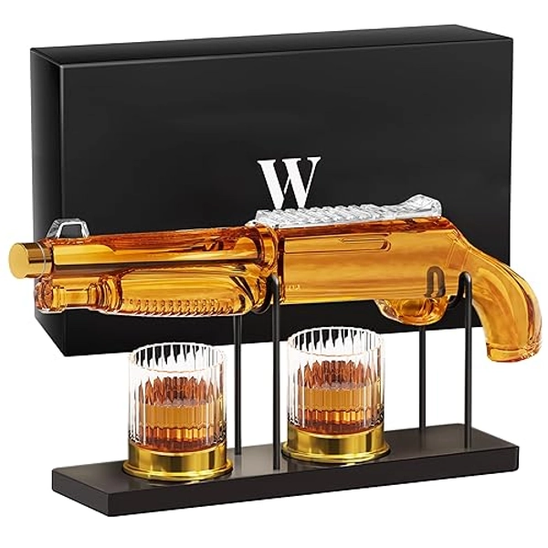 Whiskey Decanter Sets for Men, 20.3 Oz Decanter Set with 2 Glasses, Gifts for Men, Him, Dad, Brother, Christmas Birthday Gift Ideas from Daughter Son, Cool Liquor Dispenser for Home Bar
