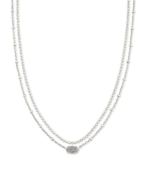 Emilie Silver Multi Strand Necklace in Platinum Drusy | Kendra Scott