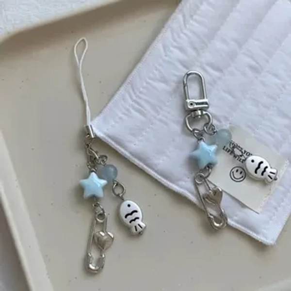 Fish Star Safety Pin Phone Charm / Bag Charm