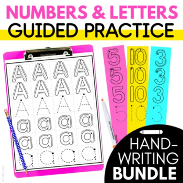 Letter and Number Formation Practice Pages - Path of Motion and Handwriting