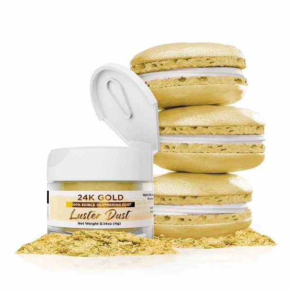 Bakell - 24K Gold Luster Dust and Paint (4g, 1x Jar) Edible Vegan Dust & Paint for Baking, Desserts and Beverages