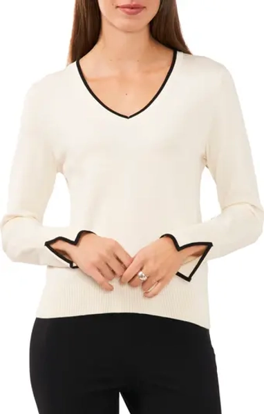 Halogen® Contrast Trim Sweater | Nordstrom