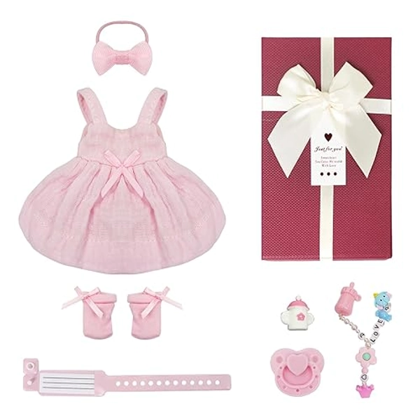 Newtotlove Silicone Baby Doll Clothes,6-7 Inch Reborn Doll Clothes Accessories Set-Pink