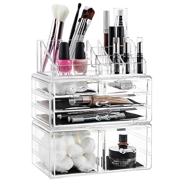 Masirs Clear Cosmetic Storage Organizer, Classy Design, Versatile, Simplifies Your Life - 6-Drawer | 16 Compartments