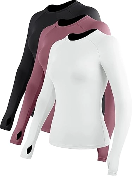 CADMUS Quick-Drying Running Long Sleeve Shirt for Women Workout Shirts - X-Large - 09:black, Pink, White, Pack of 3