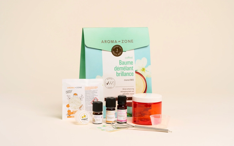 Kit cosmétique maison Baume démêlant brillance au Monoï