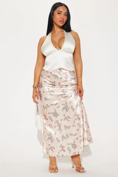 Penelope Floral Satin Maxi Skirt - Cream/combo