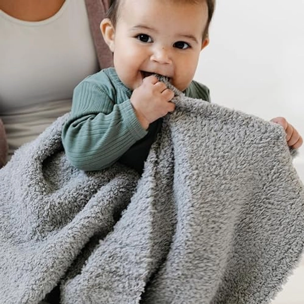 SARANONI Bamboni Luxury Baby Blanket, Breathable & Soft Plush Blanket for Infant Boys & Girls (Gray, Mini 15” x 20”) - Gray