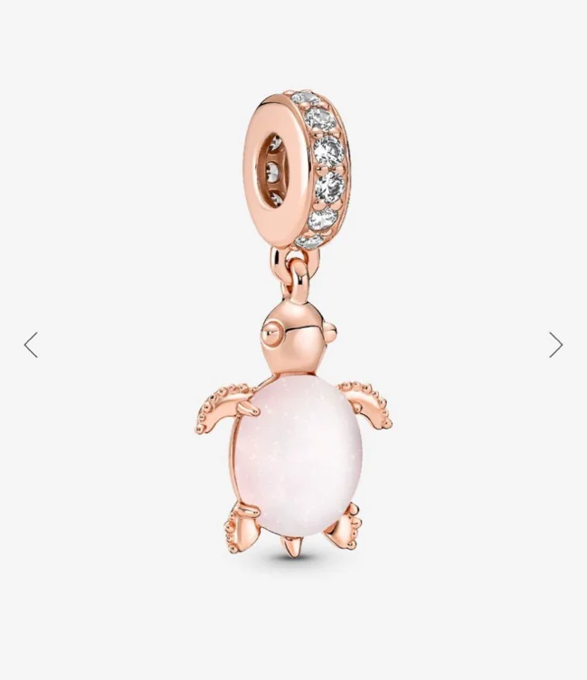 Murano Glass Pink Sea Turtle Dangle Charm